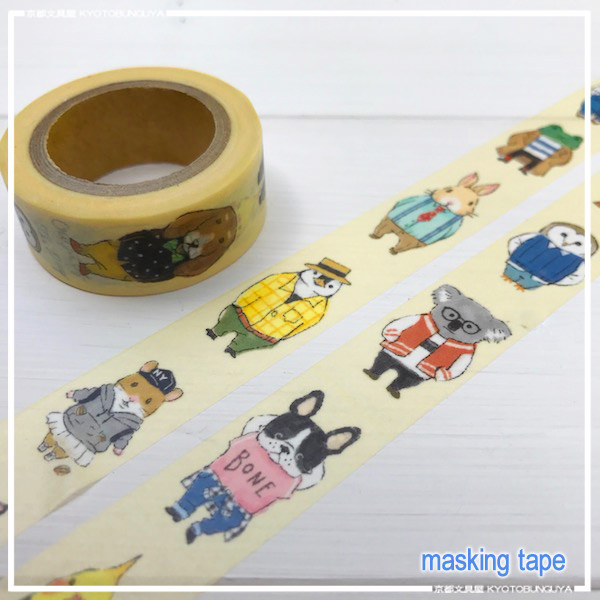 Masking Tape จากญี่ปุ่น ลาย Hipster Animal ขนาด 1.5 ซม. x 7 ม.