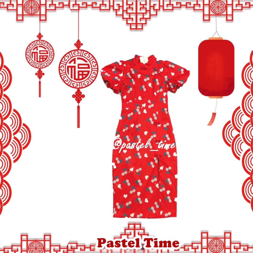 Cherry Ang Pao Dress เดรสกี่เพ้าคอจีนสีแดง