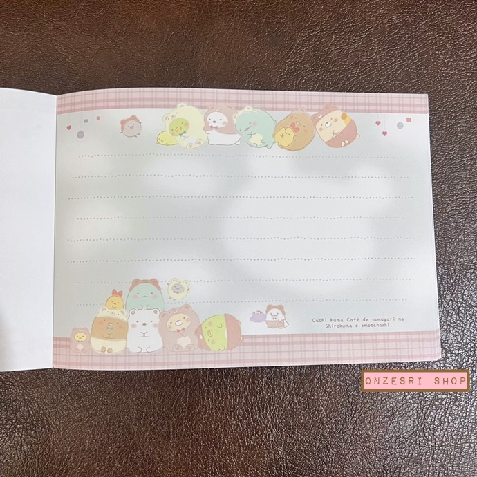 สมุดฉีก Sumikko Gurashi Ouchi de Kuma แบบสีชมพู ขนาด 14.8 x 10.5 ซม. มี 4 ลาย รวม 100 แผ่น