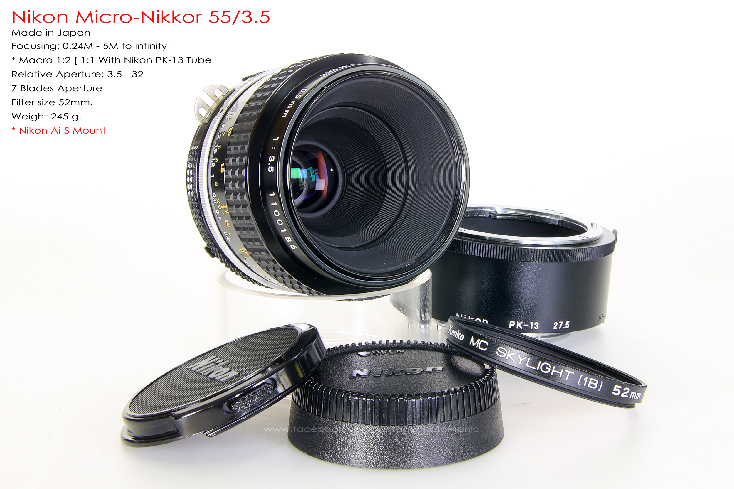 Nikon Micro-Nikkor 55/3.5+PK 13 Tube *Nikon Ai-S Mount