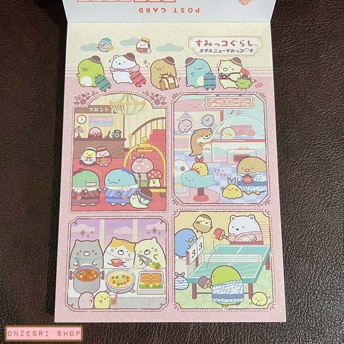 สมุดฉีก Sumikko Gurashi - Hotel New Sumikko แบบสีฟ้า ขนาด 14.8 x 10.5 ซม. มี 4 ลาย รวม 100 แผ่น 2 แผ่นแรกเป็นโปสการ์ด