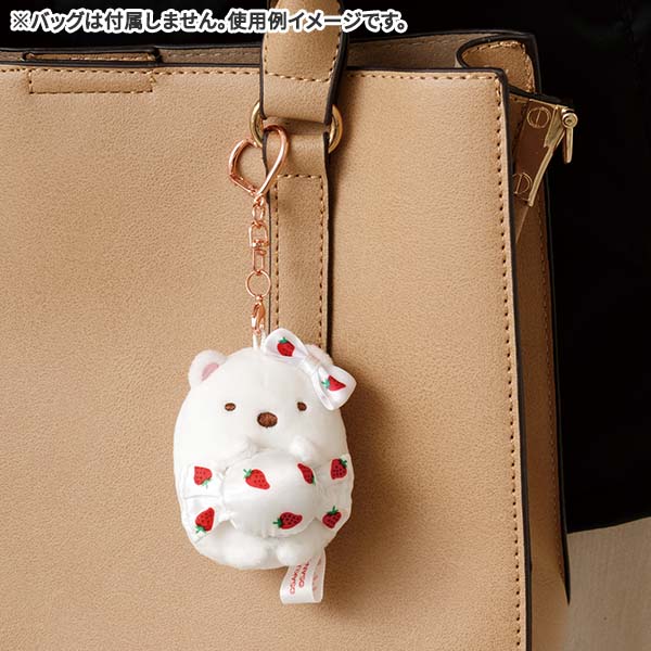 พวงกุญแจตุ๊กตา Sumikko Gurashi x Sakuma Strawberry Milk Candy ตรงห่วงเป็นรูปหัวใจ มี 3 แบบให้เลือก