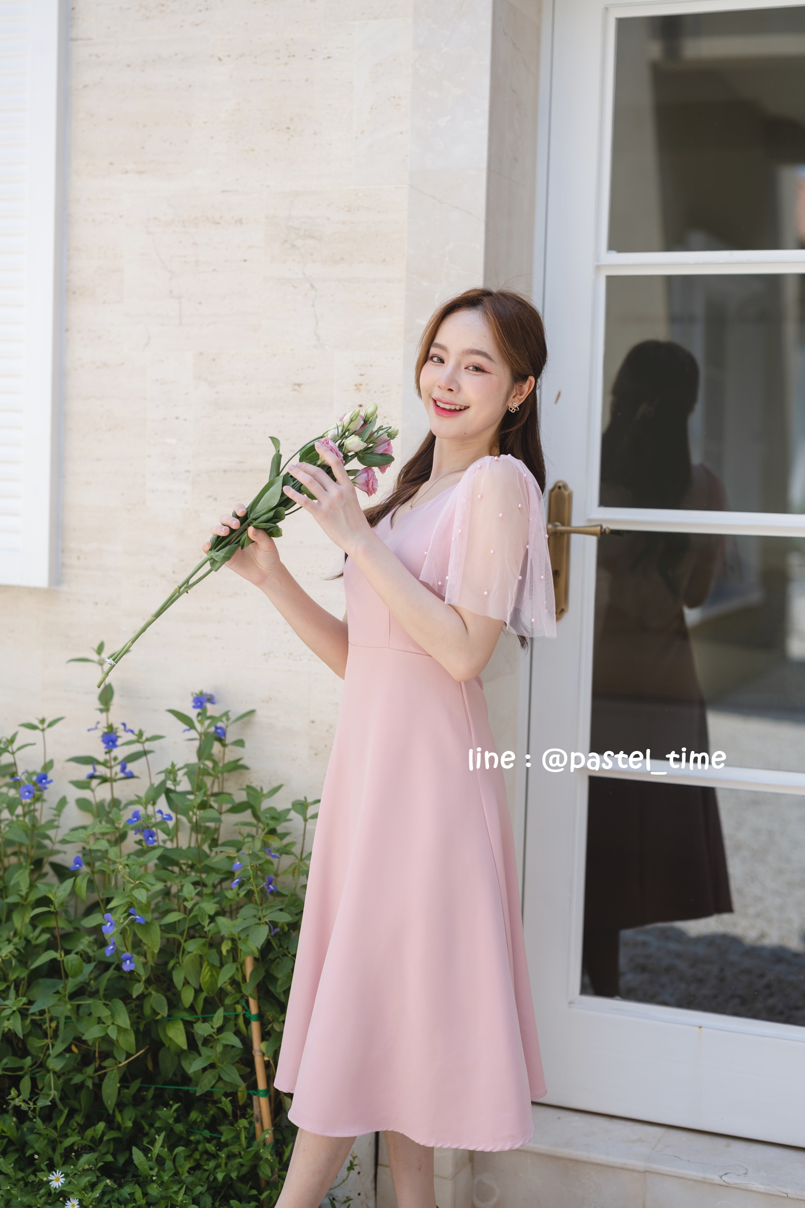Dear Darling Midi Dress - สีชมพู