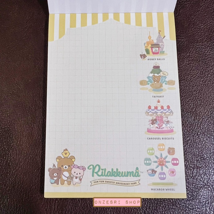 สมุดฉีก Rilakkuma Yum Yum Sweets? Amusement Park แบบสีฟ้า ขนาด 14.8 x 10.5 ซม. มี 4 ลาย รวม 100 แผ่น