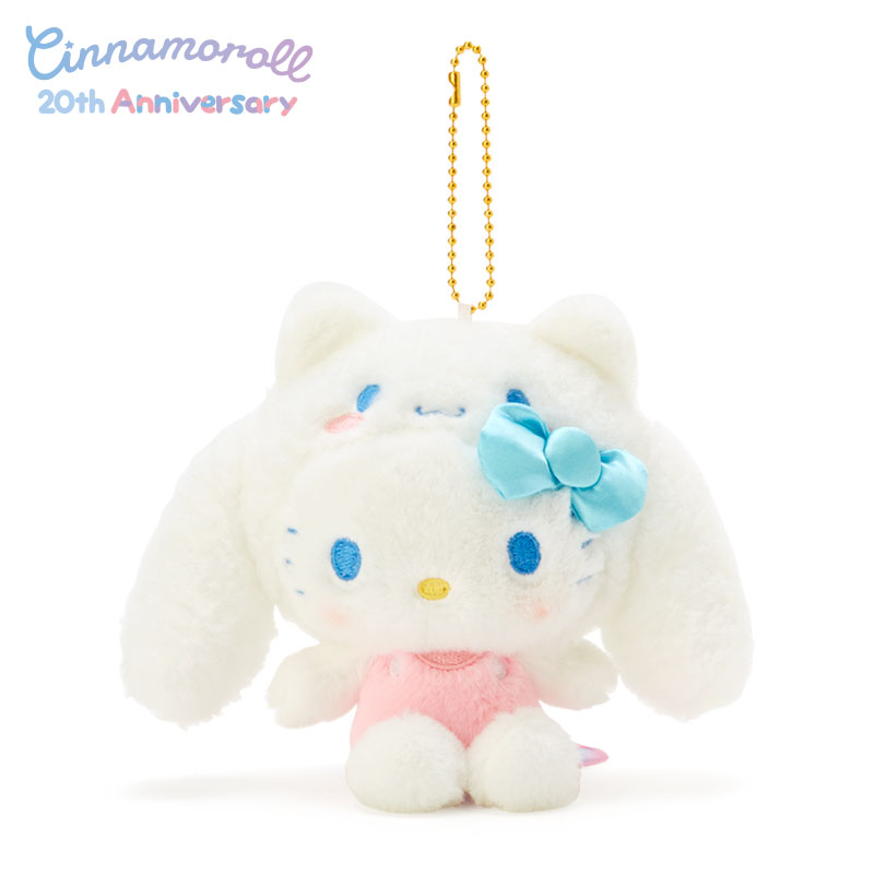 พวงกุญแจตุ๊กตา Cinnamoroll 20th Anniversary x Hello Kitty ขนาด 13 x 15 x 8 ซม.