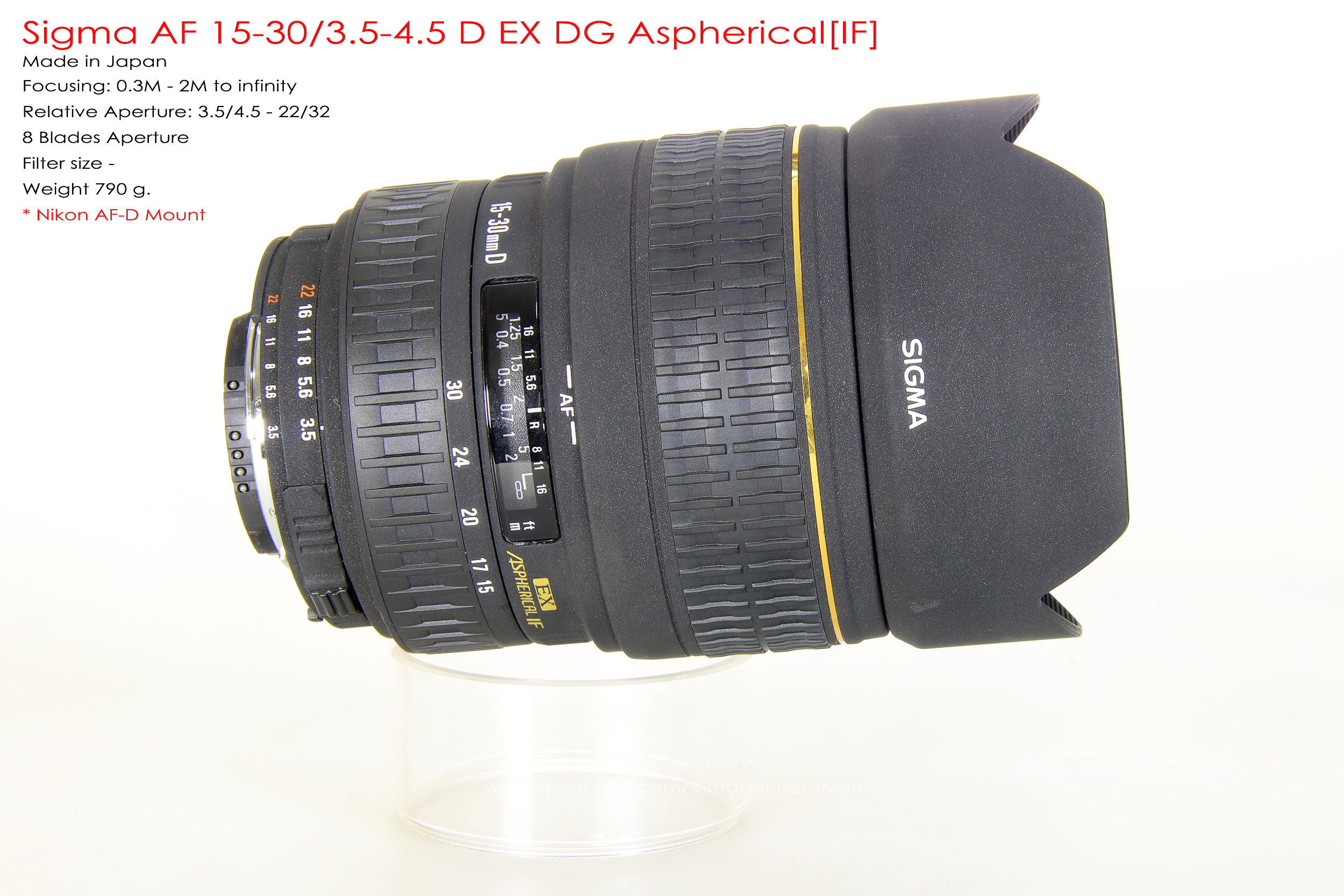 Sigma AF 15-30/3.5-4.5D EX DG Aspherical[IF] *Nikon AF-D Mount เลนส์ไวด์สุดๆรองรับกล้องฟูลเฟรม