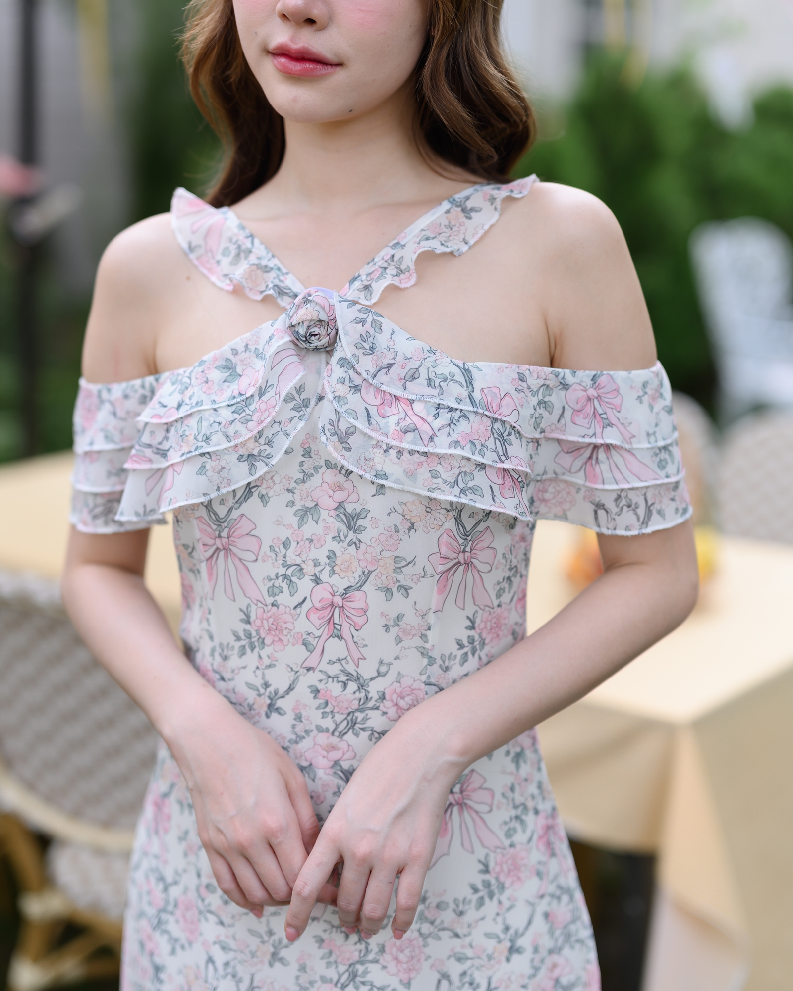 Coquette Bow Off-Shoulder Maxi Dress