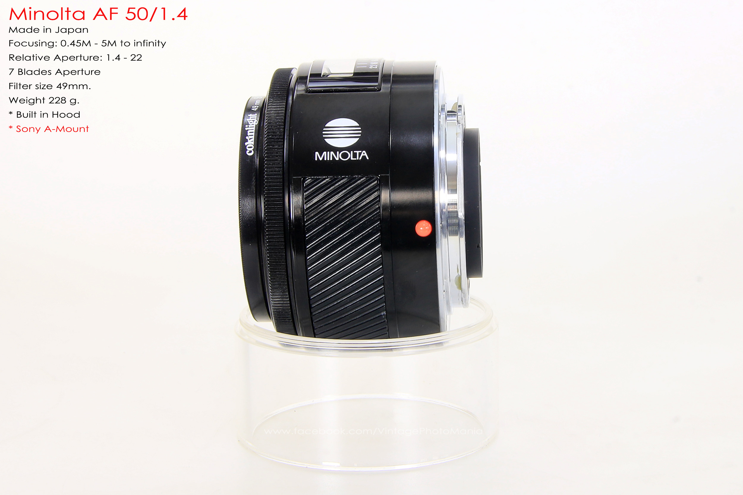 Minolta AF 50/1.4 *Sony A Mount เลนส์ไวแสงละลายฉากหลังสวยสำหรับกล้อง Sony DSLR