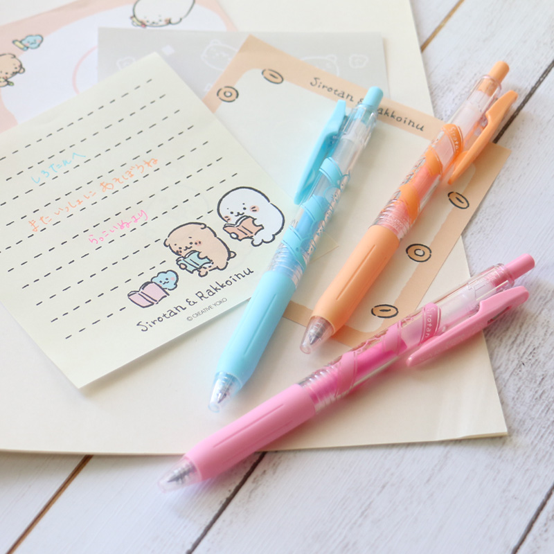 Set ปากกา Zebra Sarasa Clip จากญี่ปุ่น ลาย Sirotan หัว 0.5 รวม 3 แท่ง หมึกสี Milk Pink, Milk Orange, Milk Blue