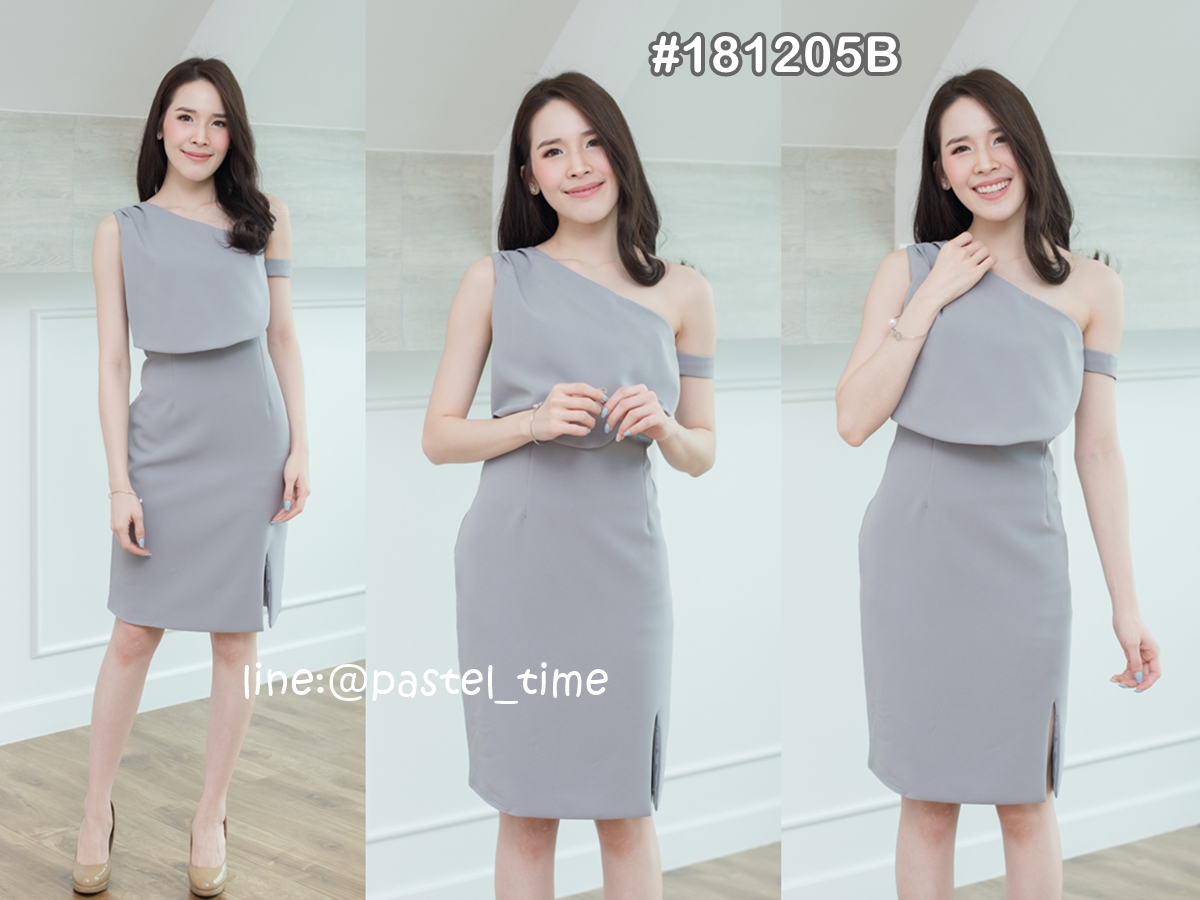 Damaris one shoulder Dress – สีเทา