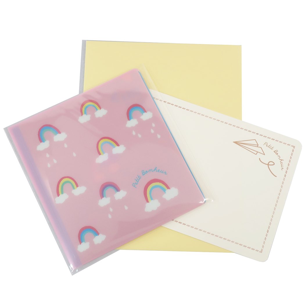 Petit Bonheur Mask Case & Card from Japan การ์ดพร้อมซองพลาสติกใส่มาสก์ แบบ Rainbow สีชมพู มาพร้อมซอง ใช้เป็นของขวัญได้ ขนาดการ์ด 12 x 9 ซม. / ขนาดซองใส่มาสก์ 20.5 x 11 ซม. (วัดแบบกางออก)