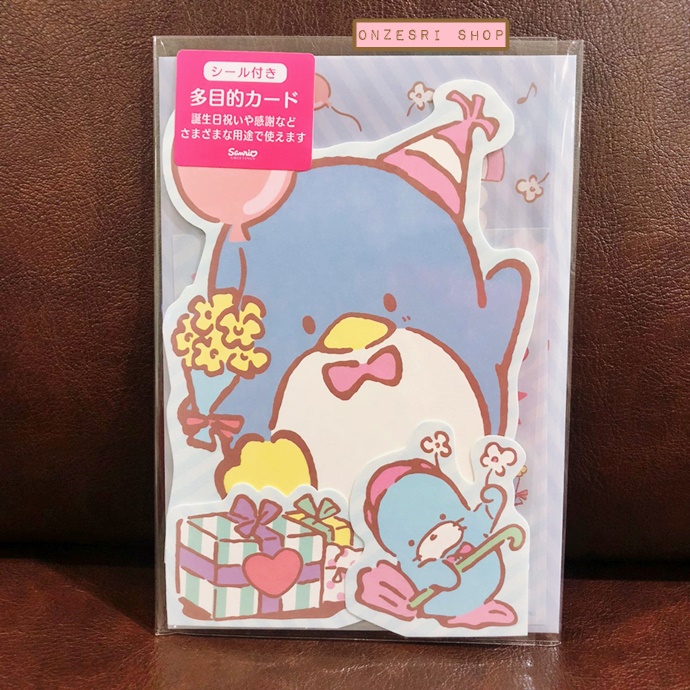 การ์ดเปล่า Sanrio & Seal Card แบบ Tuxedo Sam สามารถเขียนด้านในได้ มีสติกเกอร์น่ารักให้แปะได้ 1 แผ่น มาพร้อมซองลายน่ารักเข้ากัน ขนาดประมาณ 16.2 x 11 ซม.