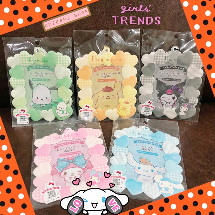 พวงกุญแจเฟรมการ์ด/โพลารอยด์/รูป/บัตร แบบขอบรูปหัวใจ ของแท้จาก Sanrio Japan สายติ่ง สายไอดอล ต้องมี ! ขนาด 10.8 x 0.3 x 13.3 ซม. ทำจาก PVC มี 5 แบบให้เลือก