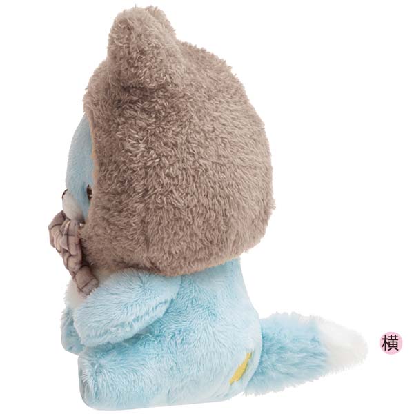 ตุ๊กตา Rilakkuma - Chairoi Koguma and Doll แบบ Blue Wolf (หมาป่าสีฟ้า เพื่อนโคกุมะ) ใส่หมวก ขนาด 17 x 13 x 8 ซม.