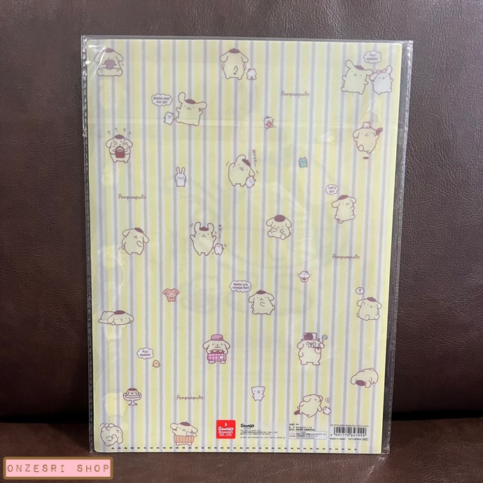 แฟ้ม A4 ลาย Pompompurin 25th Anniversary สีเหลือง แยกใส่เอกสารได้ 5 ช่อง ตรงที่แบ่งแต่ละช่องเป็นแบบลายสวย