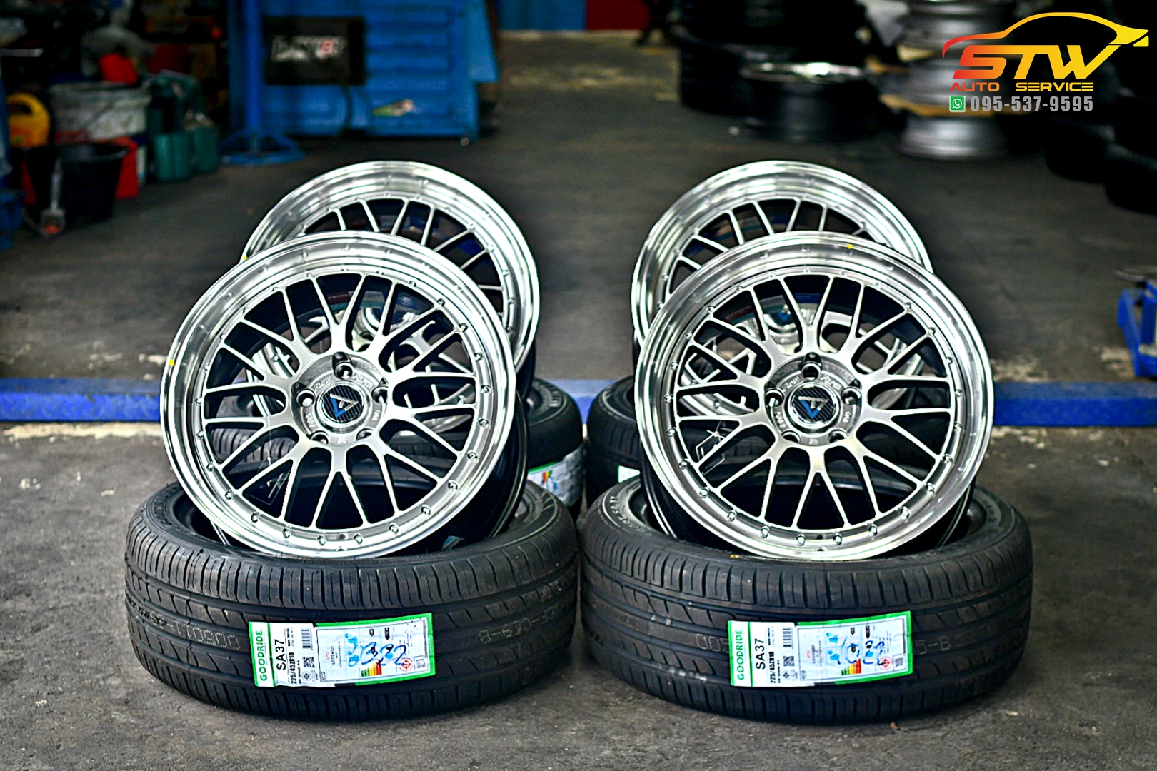 ส่งต่างจังหวัด ล้อพร้อมยาง ขอบ18นิ้ว VLF-P05 BBS (FlowForming)+ยาง GOODRIDE SA37 225/45R18