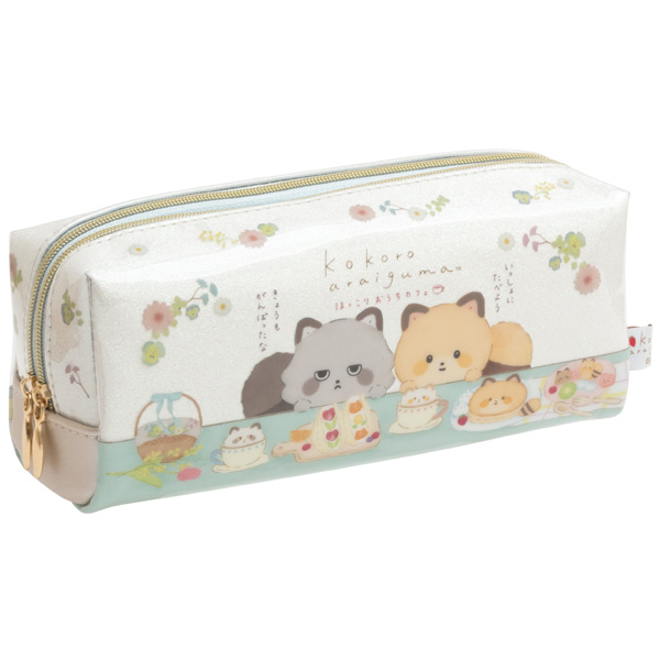 กระเป๋า Kokoro Raccoon Relaxing Home Cafe Pen Case 2 ซิป ขนาด 9 x 20 x 7 ซม.