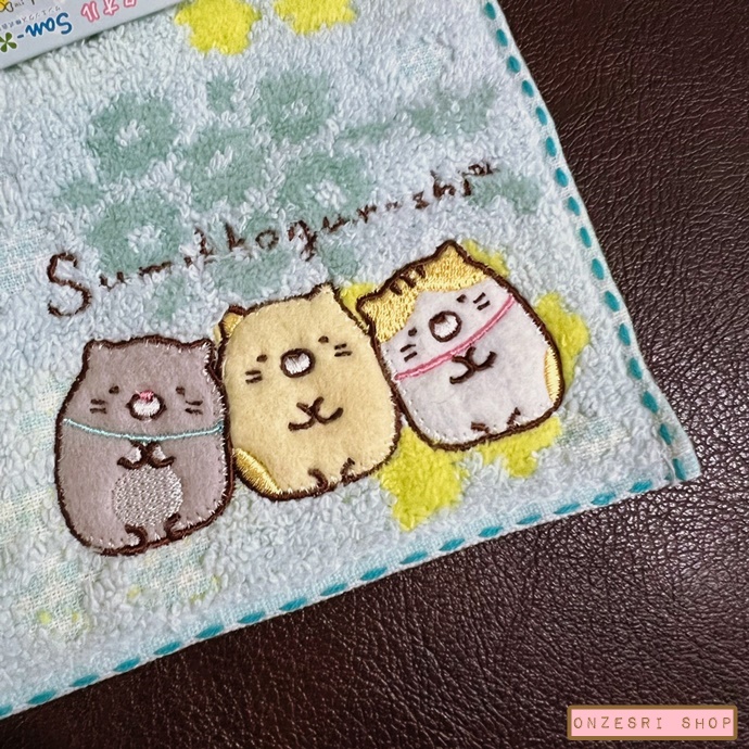 ผ้าขนหนู Sumikko Gurashi Neko Theme สีฟ้า ขนาด 25 x 25 ซม.