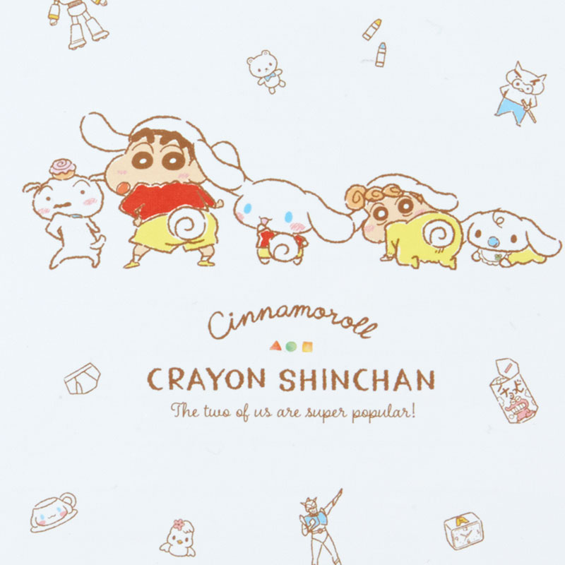 สมุดฉีก Cinnamoroll x Crayon Shinchan แบบสีขาว ขนาด A6 (10.3 x 14.5 x 1.1 ซม.) มี 4 ลาย รวม 100 แผ่น