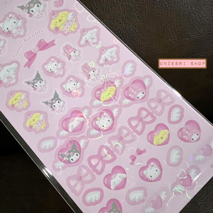 สติกเกอร์ Sanrio Dreaming Angel Design Series ขนาด 9 x 0.1 x 20 ซม. เป็นแบบวิ้ง ๆ รูปหัวใจ