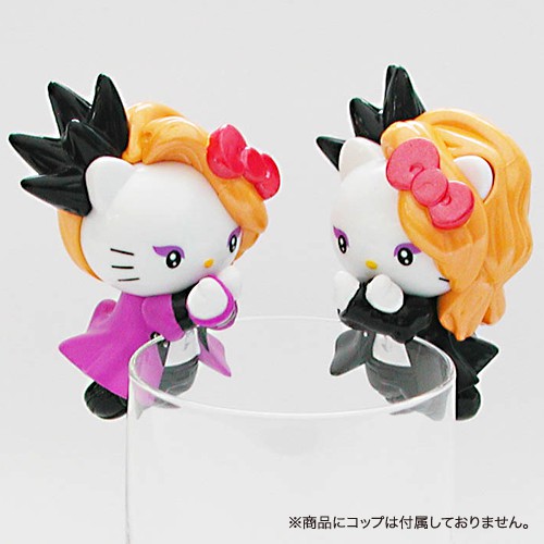 ตัวเกาะแก้ว Cup no Fuchiko แบบ Limited หายาก ลาย Yoshikitty (Yoshiki X Japan & Hello Kitty) แบบสีม่วง - ดำ มี 2 ตัวในกล่อง