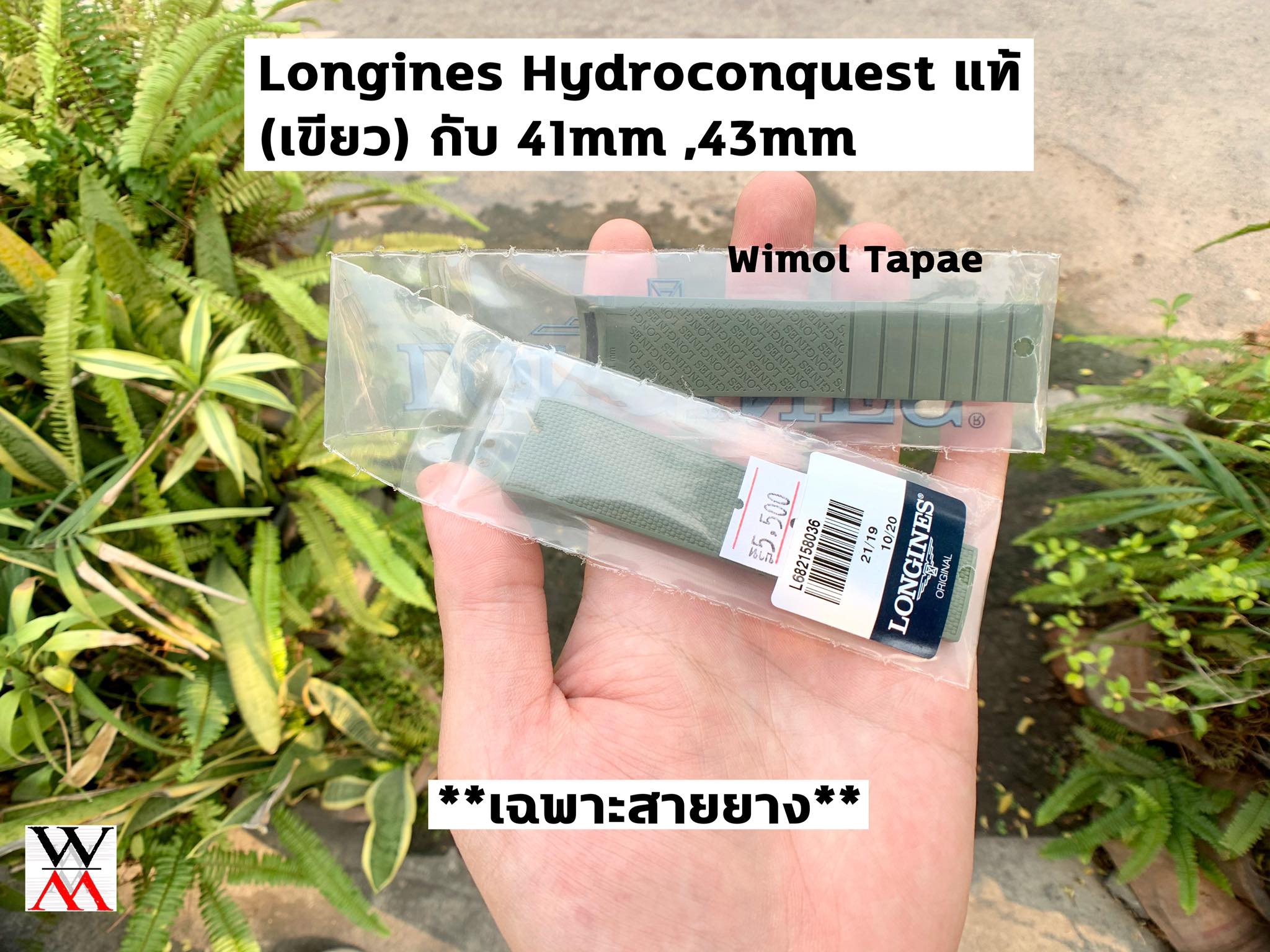 สายแท้ LONGINES สายยางสีเขียว (เฉพาะสายไม่รวมบานพับ) สำหรับ รุ่น HydroConquest ไซส์ 41,43 มิล