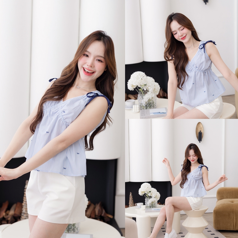 Cutie Bow Stripe blouse