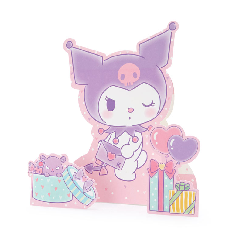 การ์ดเปล่า Sanrio & Seal Card แบบ Kuromi สามารถเขียนด้านในได้ มีสติกเกอร์น่ารักให้แปะได้ 1 แผ่น มาพร้อมซองลายน่ารักเข้ากัน ขนาดประมาณ 16.2 x 11 ซม.