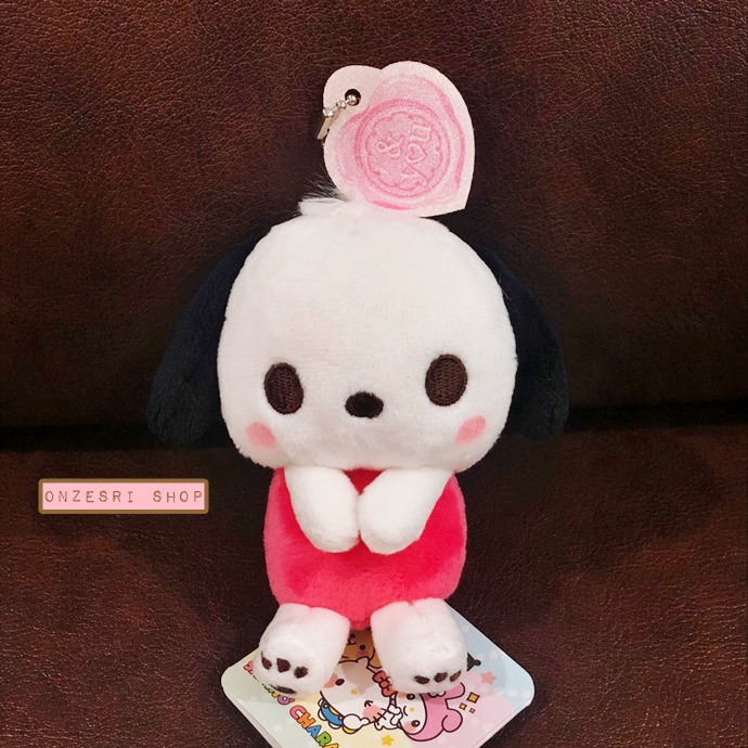 พวงกุญแจตุ๊กตา Sanrio & y♡u (Limited) แบบ Pochacco ตรงโซ่มีหัวใจ ขนาด 13 x 9 x 4 ซม.
