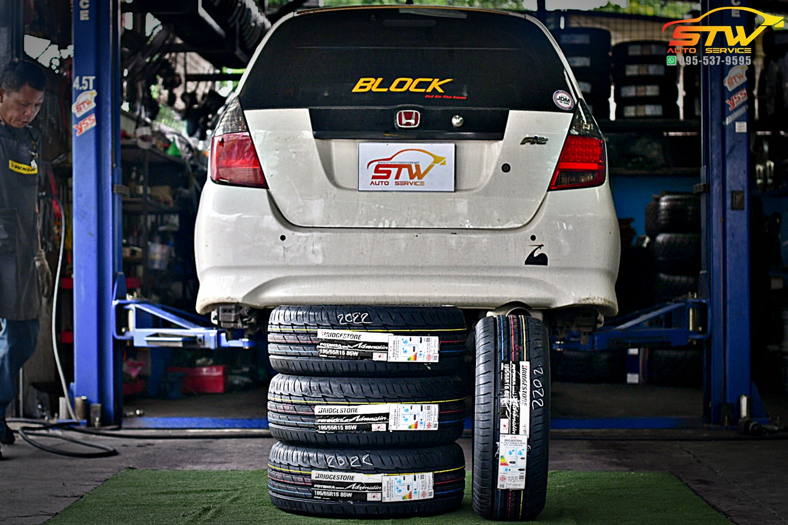 เปลี่ยนยาง HONDA JAZZ GE BRIDGESTONE POTENZA RE004 195/55R15 85W