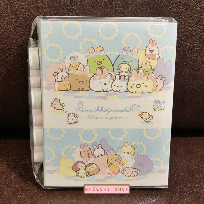 กระดาษโน้ต Memo แบบเล่มลาย Sumikko Gurashi Mysterious Rabbit Garden สีฟ้า มียางลบเล็ก 6 ก้อน ขนาด 9 x 7 x 1.8 ซม. กระดาษมี 6 ลาย รวม 120 แผ่น