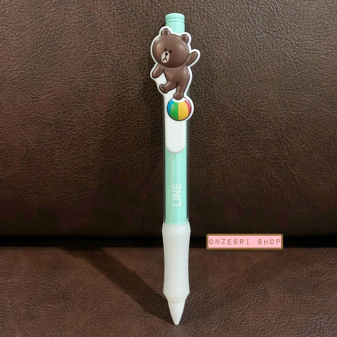 ดินสอกด LINE FRIENDS Japan ลายหมี Brown ตัวแท่งสีเขียวมินต์