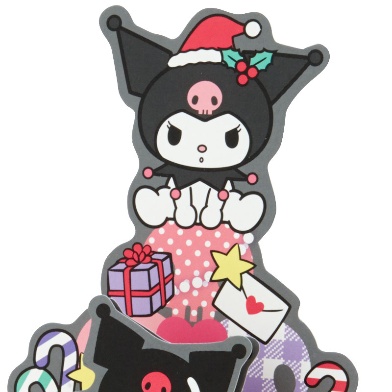 Sanrio Christmas Pop Up Card From Japan การ์ดอวยพรลาย Kuromi กางออกมาเป็นต้นคริสต์มาสได้น่ารัก ขนาด 18.8 x 13 x 7.2 ซม.