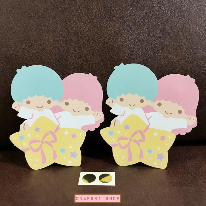 ซองใส่เงิน/จดหมายน่ารัก ๆ ขนาดเล็ก ลาย Little Twin Stars ลายการ์ตูนจะเป็นตัวใหญ่ ส่วนตรงซองขนาด 8.5 x 5.5 ซม. มาพร้อมสติกเกอร์สีทองแปะซอง 2 ชิ้น มีซอง 2 ในเซ็ต