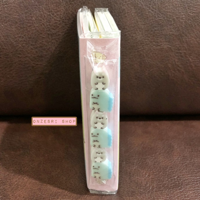 กระดาษโน้ต Memo แบบเล่มลาย Sumikko Gurashi - Dog Cosplay with Puppy สีฟ้า มียางลบเล็ก 6 ก้อน ขนาด 9 x 7 x 1.8 ซม. กระดาษมี 6 ลาย รวม 120 แผ่น