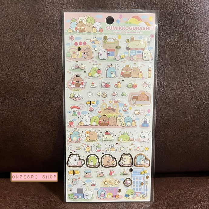 Sticker ลาย Sumikko Gurashi Welcome! Food Oukoku สีชมพู ขนาด 20 x 9.5 ซม.