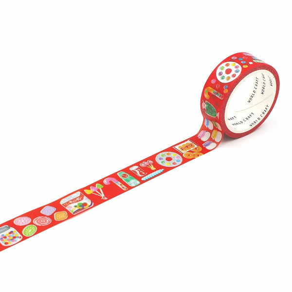 Kira Kira World Craft Masking Tape เทปตกแต่งจากญี่ปุ่น ตรงลายมีผสมกลิตเตอร์สีเงินสีทอง ลายขนมญี่ปุ่น ขนาด 1.5 ซม. x 5 ม.