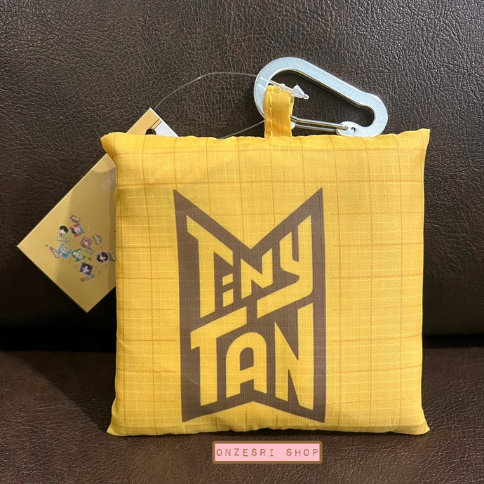 กระเป๋า Eco Bag - BTS TinyTan x Tetemo ของแท้จากญี่ปุ่น ลาย Dynamite สีเหลือง พับได้ พกพาสะดวก มาพร้อม carabiner ไว้ห้อย ขนาด 32 x 61 x 10 ซม.
