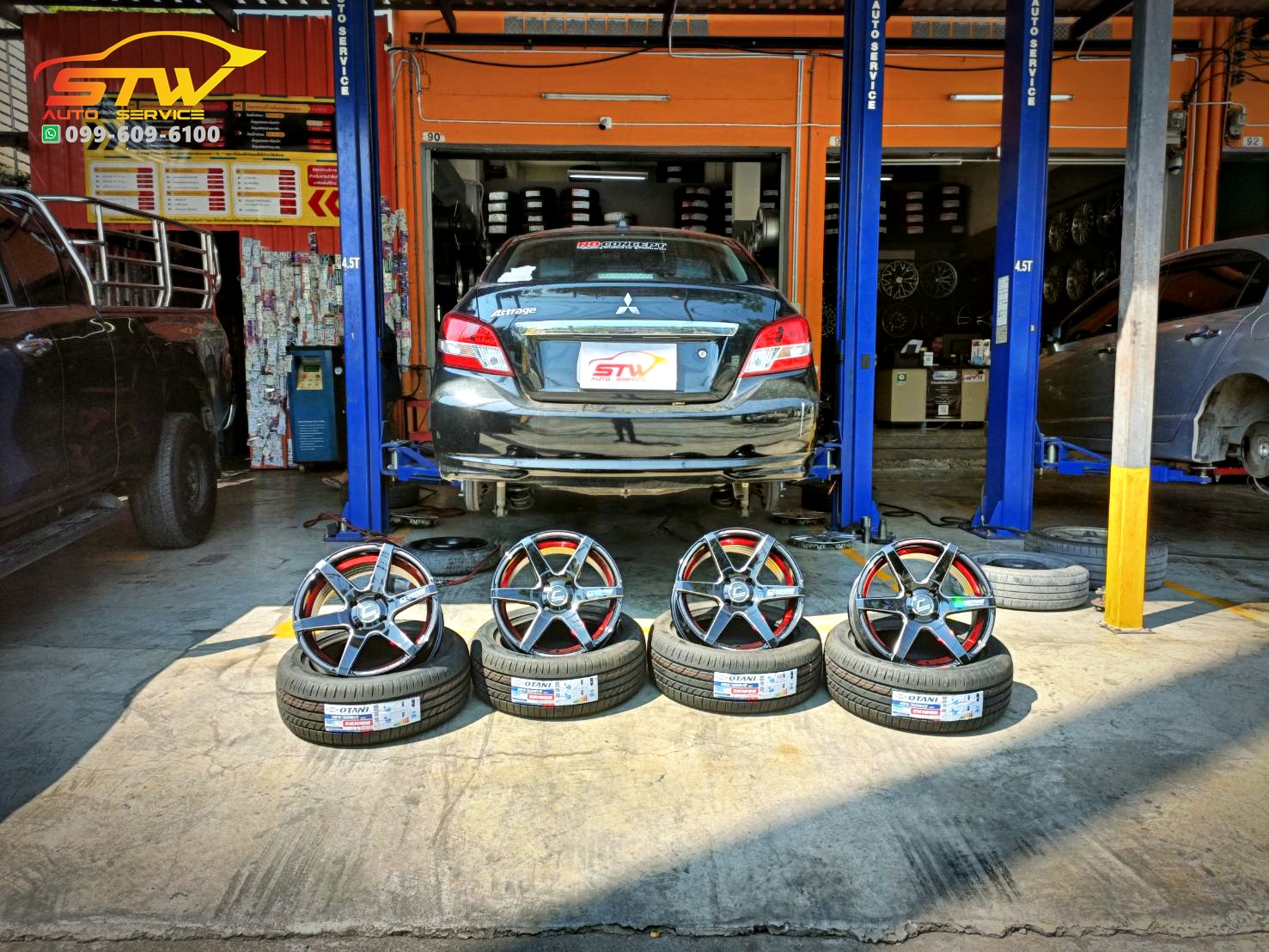 ล้อซิ่ง COSMIS INNERLINE.S1 ขอบ15นิ้ว ยาง OTANI EK1000 195/50R15 ติดตั้งใส่ MITSUBISHI ATTRAGE