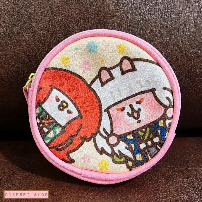 กระเป๋าทรงกลม Kanahei's Small animals x Kabuki (Japan Limited) เป็นผ้าญี่ปุ่นทำเป็นทรง ขนาด 11 x 2 ซม.