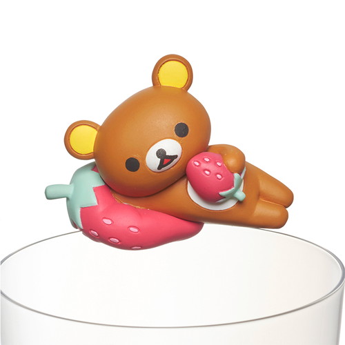 ตัวเกาะแก้ว PUTITTO Rilakkuma Vol.3 แบบคุมะนอนพิงสตรอเบอร์รี่