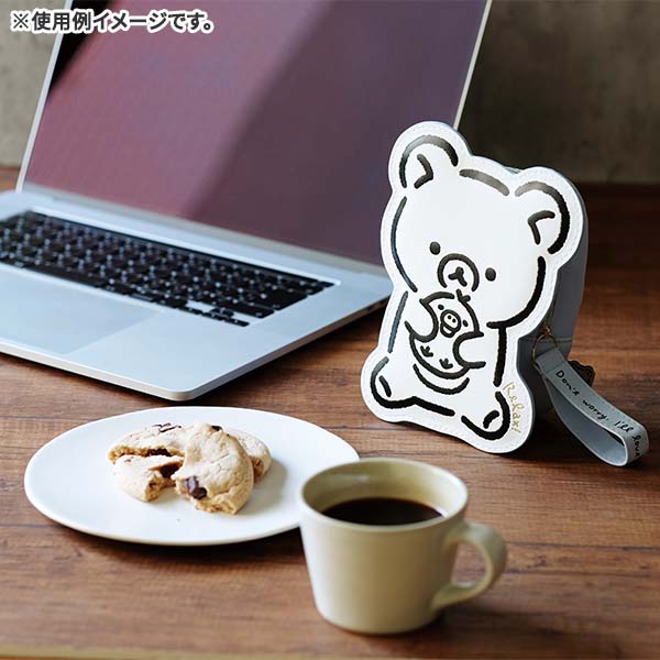 กระเป๋า Rilakkuma's Message Dicut Pouch สีขาว ด้านหลังใส่ของได้ เป็นหนัง PU ขนาด 18 x 13.5 x 6 ซม.