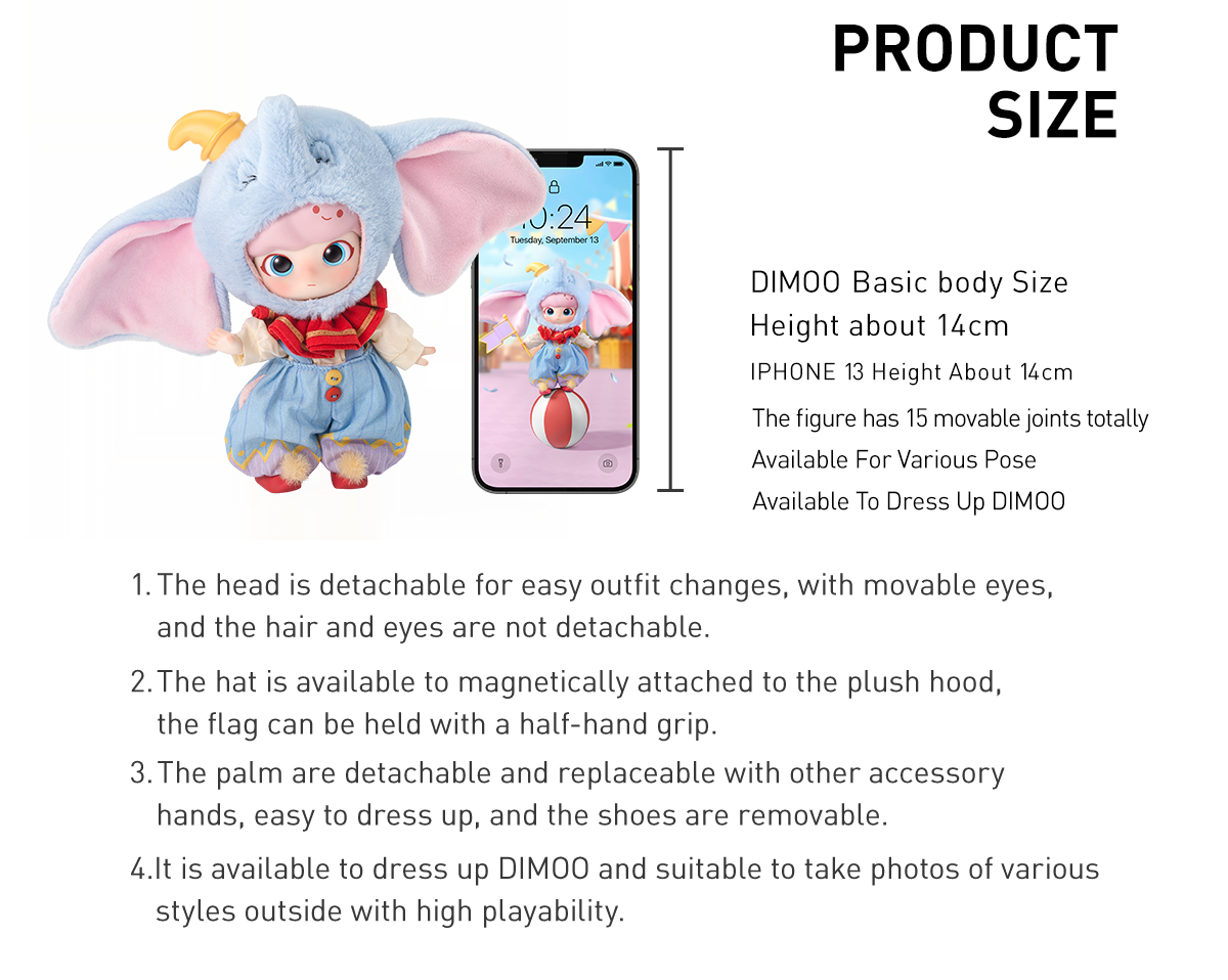 DIMOO × Dumbo Action Figure ความสูง 14 ซม. ของแท้จากช็อป POP MART Shanghai