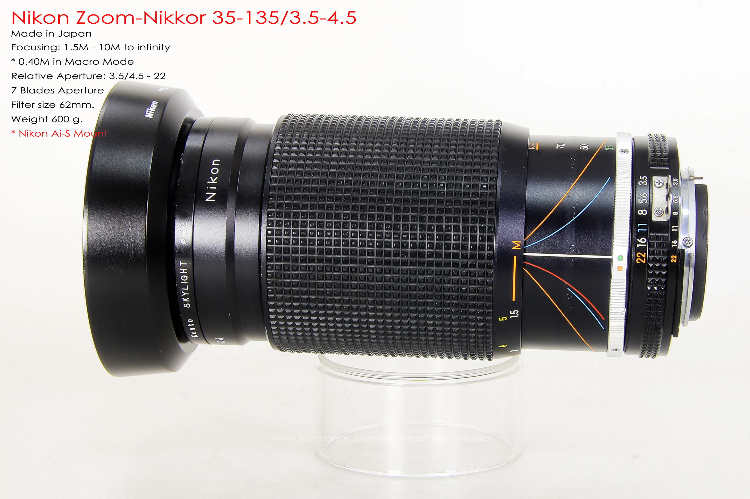 Nikon Zoom-Nikkor 35-135/3.5-4.5 *Nikon Ai-S Mount เลนส์ซูมอเนกประสงค์