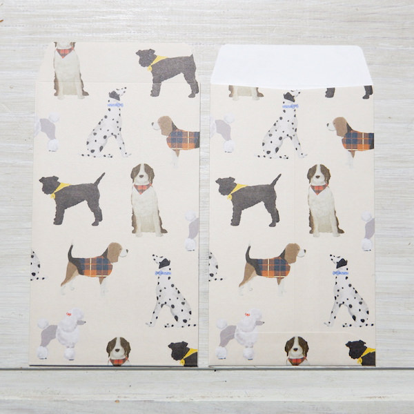ซองใส่เงิน/จดหมายน่ารัก ๆ ขนาดเล็ก ลาย Dog (Ivory) จากญี่ปุ่น ขนาด 6.5 x 12.5 ซม. มี 5 ซองในเซ็ต