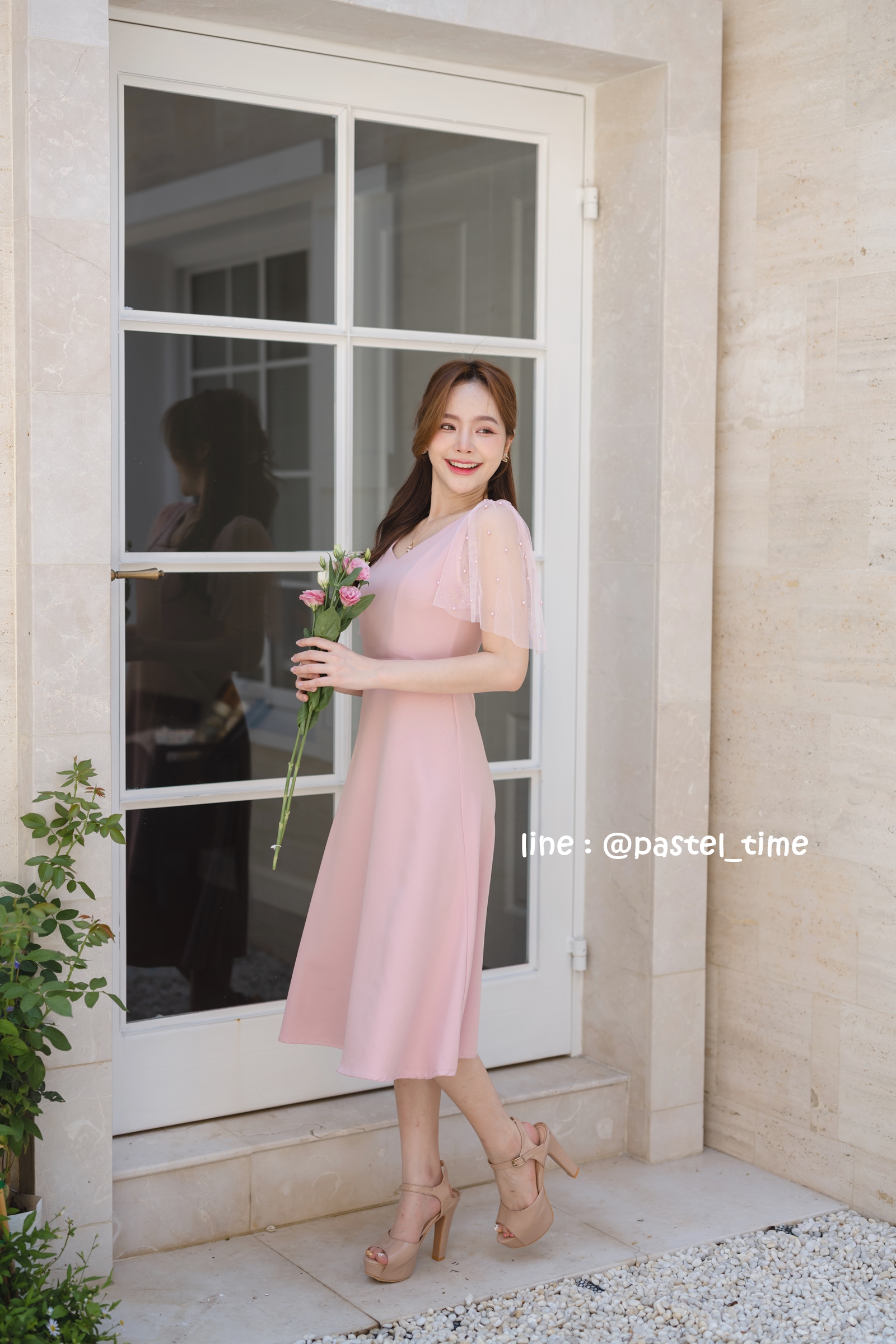 Dear Darling Midi Dress - สีชมพู