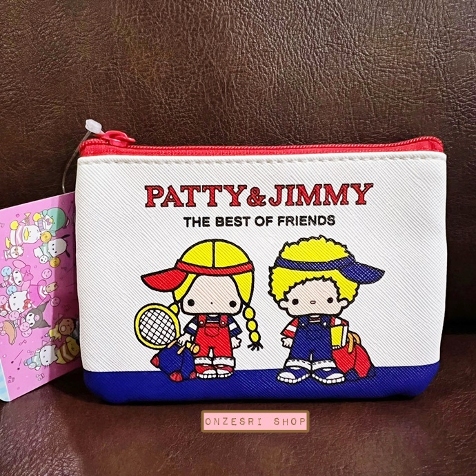 กระเป๋า Sanrio Characters Retro Collection Pouch & Tissue Case แบบ Patty & Jimmy ด้านหลังใส่ทิชชู่ได้ มีซิปปิดเปิด ขนาด 13 x 9.5 x 0.7 ซม. ทำจาก PVC