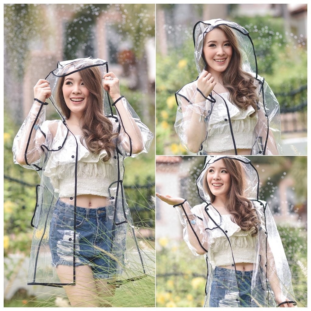 Vivi Raining Coat – Black ขอบดำ