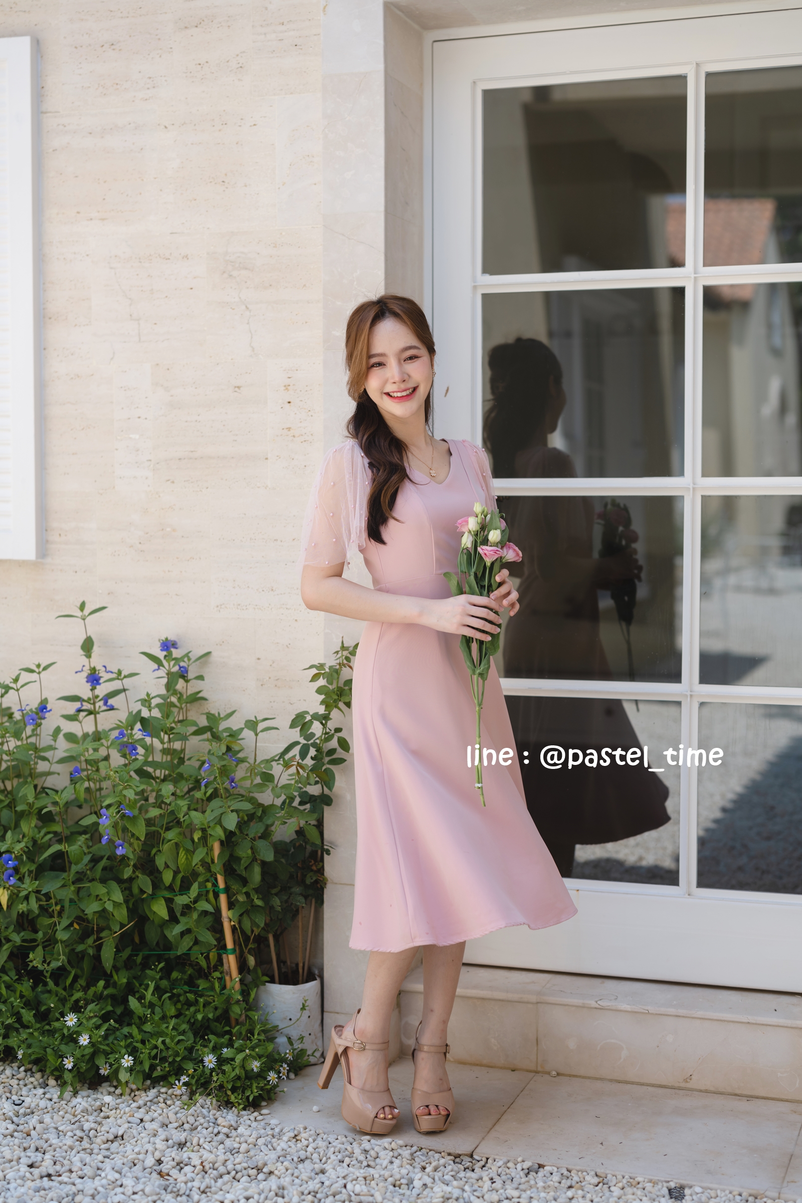 Dear Darling Midi Dress - สีชมพู
