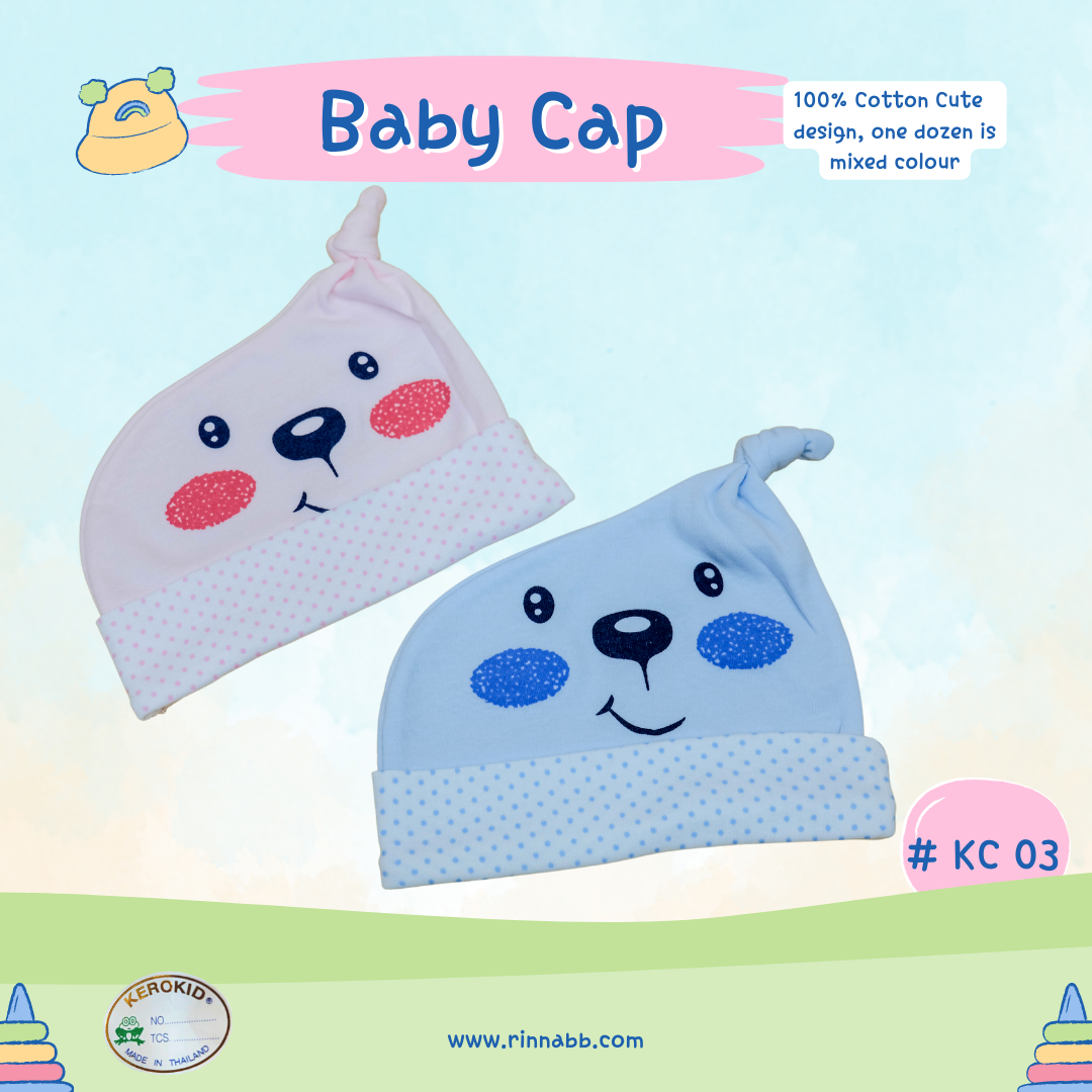 Baby Cap, Kero Kids หมวกผูกโบว์ พิมพ์ 0-6 months
